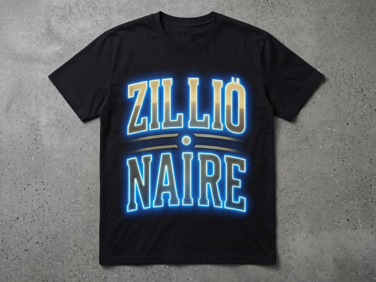 Zillionaire Neon Glow Tee front view in black