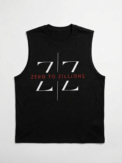 Zero to Zillions ZZ Logo Muscle Tank in black