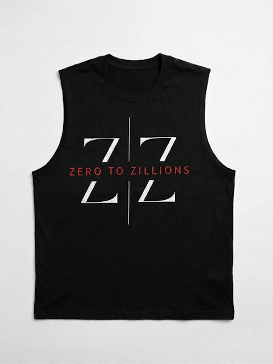 Zero to Zillions ZZ Logo Tank – Black flat lay